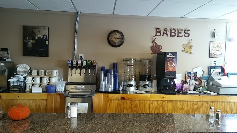 Counter service inside an American restaurant