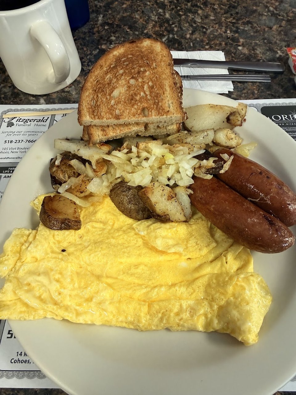 American Sausage Omelette with Home Fries